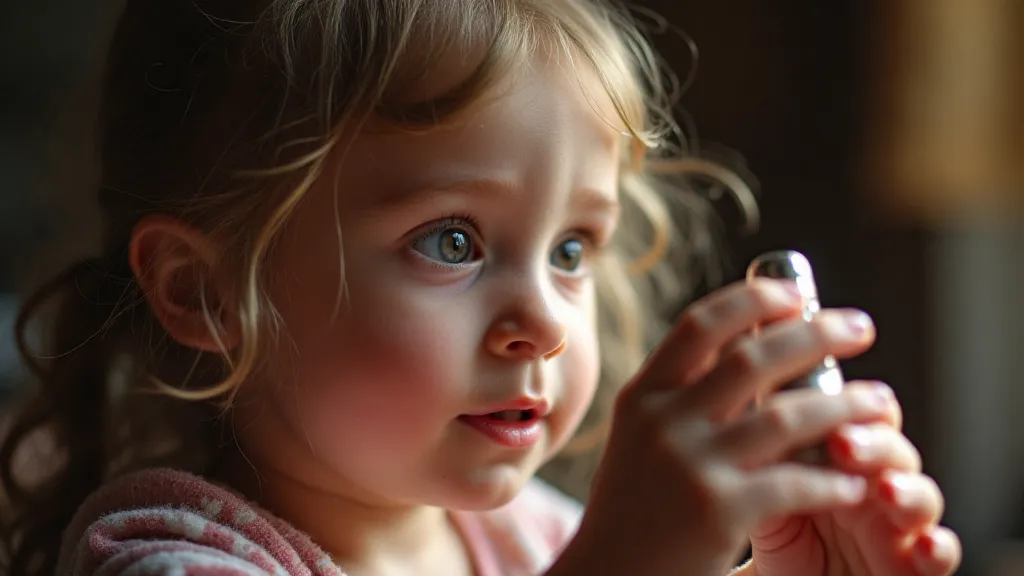 Girl holding a vintage thimble