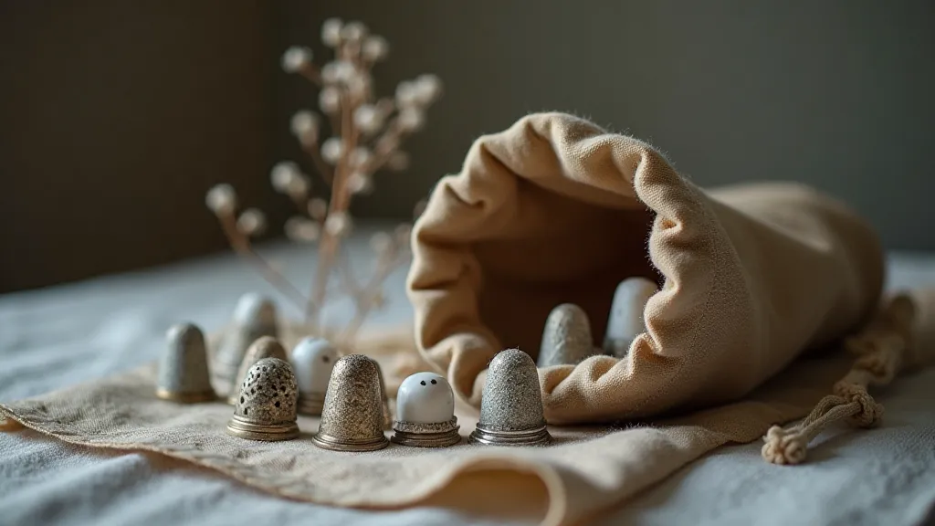 Silk pouch with thimbles