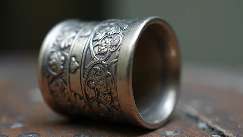 Silver thimble with floral engraving