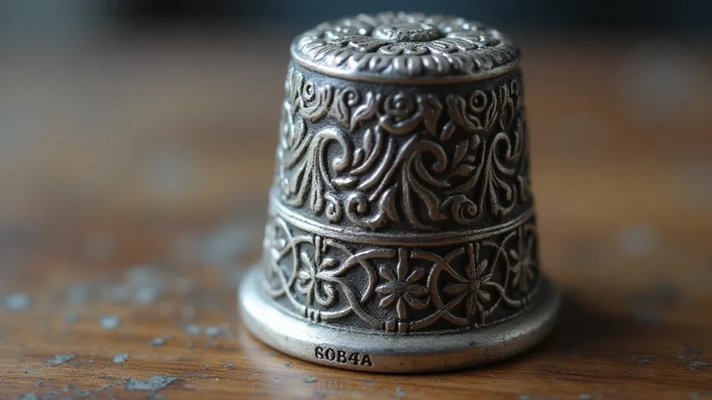 Silver thimble with floral engraving