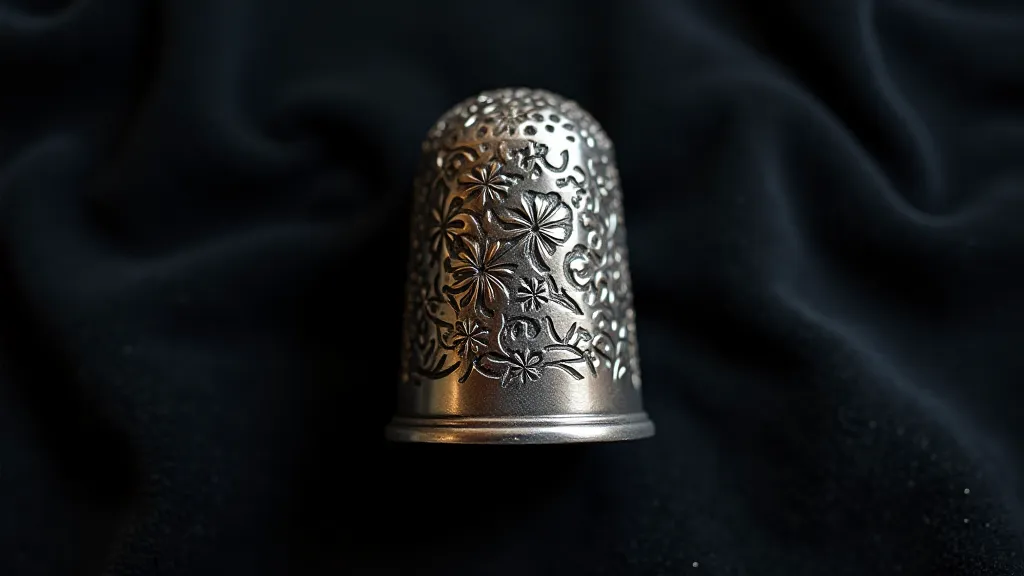 Sterling silver thimble with floral engraving